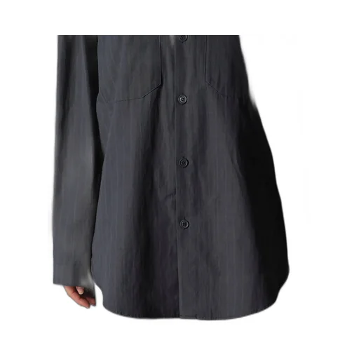 Grey Stripe Double Collar Shirt
