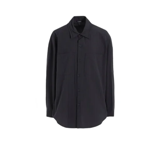 Grey Stripe Double Collar Shirt