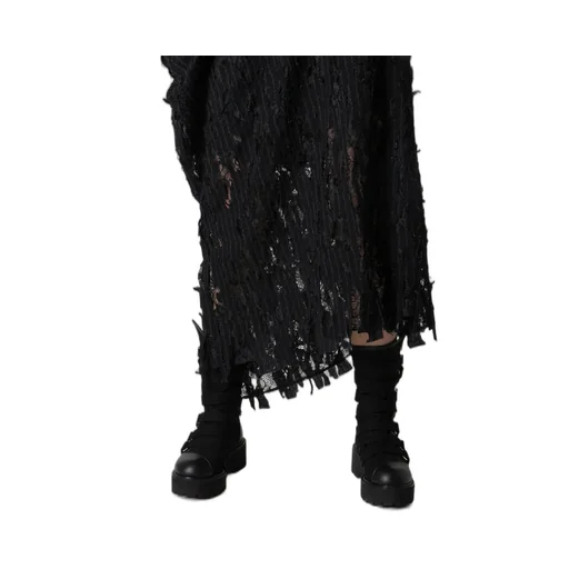 Dameged Stripe Puff Skirt