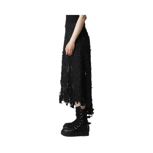 Dameged Stripe Puff Skirt