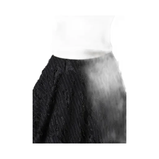 Dameged Stripe Puff Skirt