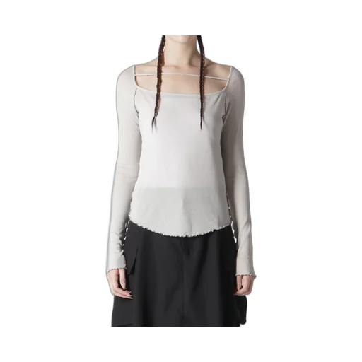 Rib Stitch Square Neck Long Sleeve T-Shirt