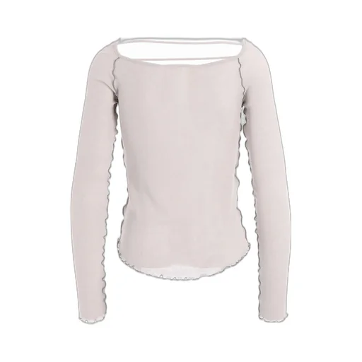 Rib Stitch Square Neck Long Sleeve T-Shirt