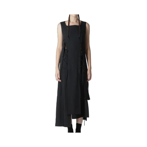 Wool Gabardine Lace-Up Dress