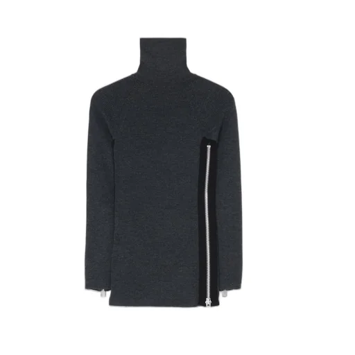 Soft Wool Turtleneck Pullover With Fastener
