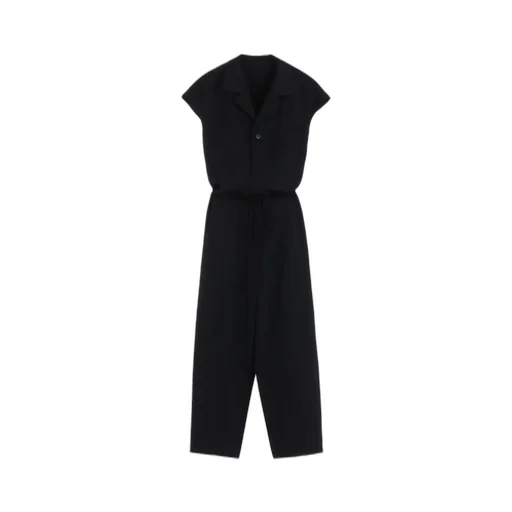 Wool Gabardine Open Collor Overalls