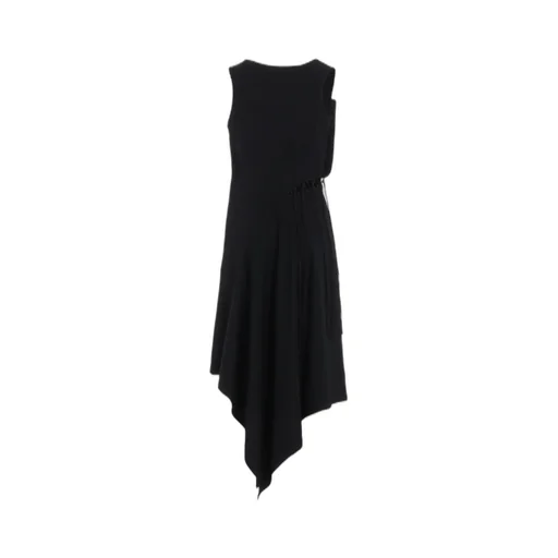 Wool Gabardine Waist Lave-Up Dress