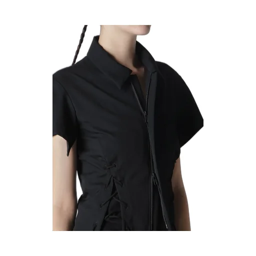 Wool Gabardine Lace-Up Jacket A