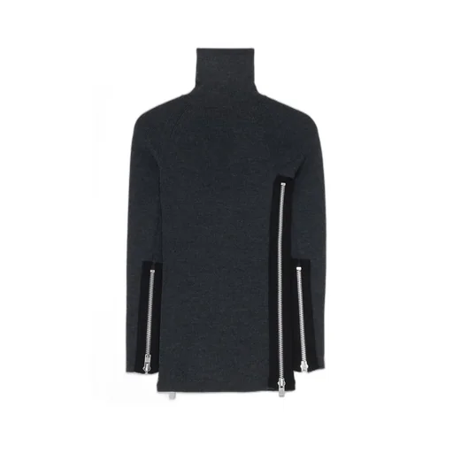 Soft Wool Turtleneck Pullover With Fastener