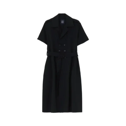 Wool Gabardine Short Sleeve Coat