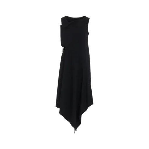 Wool Gabardine Waist Lave-Up Dress