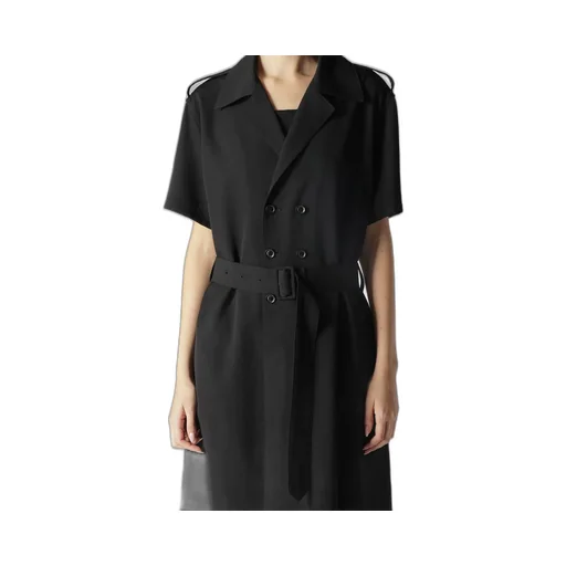 Wool Gabardine Short Sleeve Coat