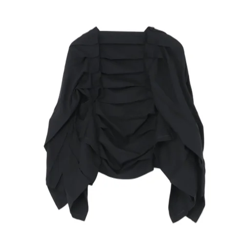 Wool/Polyester Serge Pleated Jacket
