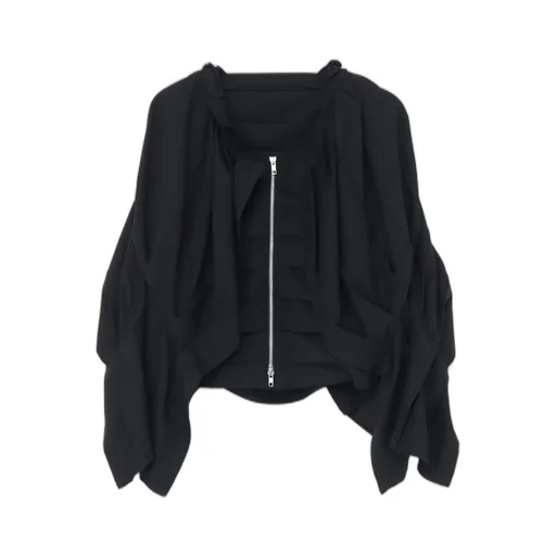 Wool/Polyester Serge Pleated Jacket