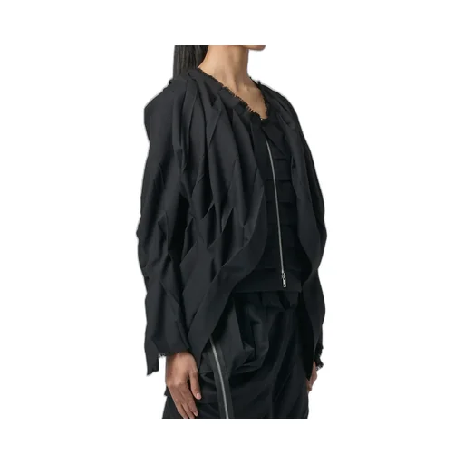 Wool/Polyester Serge Pleated Jacket