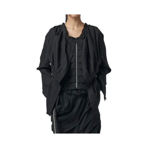 Wool/Polyester Serge Pleated Jacket