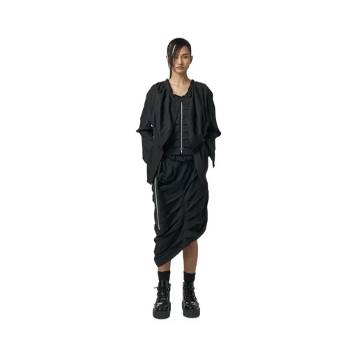 Wool/Polyester Serge Pleated Jacket