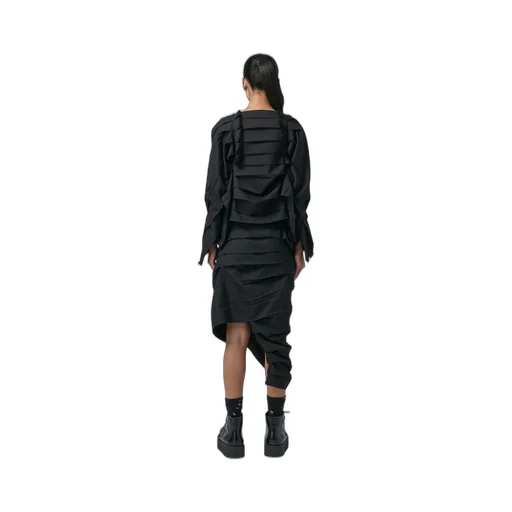 Wool/Polyester Serge Pleated Jacket