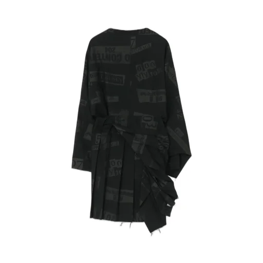 Printed Serge Dress With Pleated Front Details