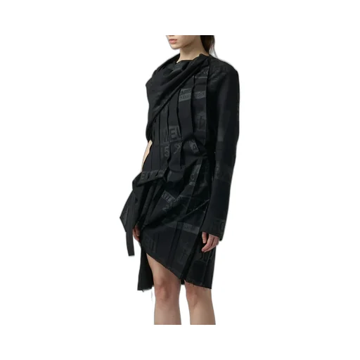 Printed Serge Dress With Pleated Front Details