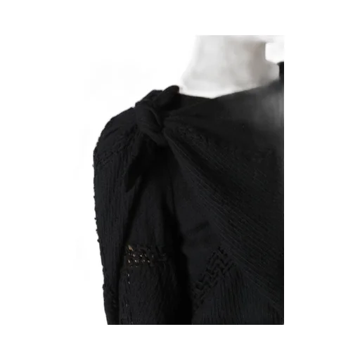 Block Jacquard Knot Detail Blouse