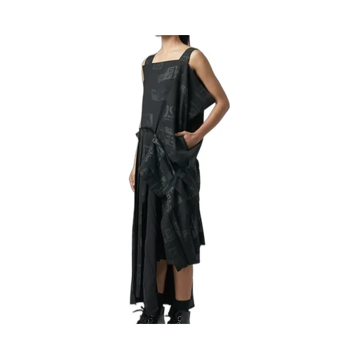 Printed Serge Dress With Pleated Skirt