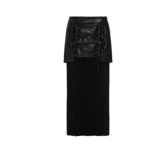 Light Serge Lace-Up Detail Skirt