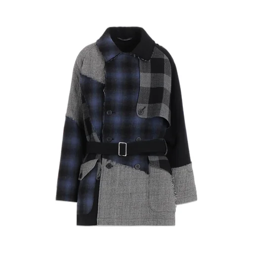 Multi Plaid A Trench Jacket