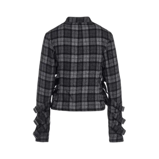 Plaid Flannel Belt Detail Jacket