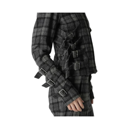 Plaid Flannel Belt Detail Jacket