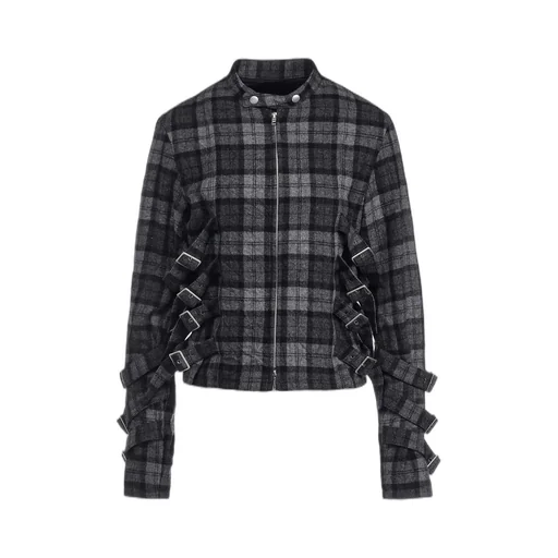 Plaid Flannel Belt Detail Jacket