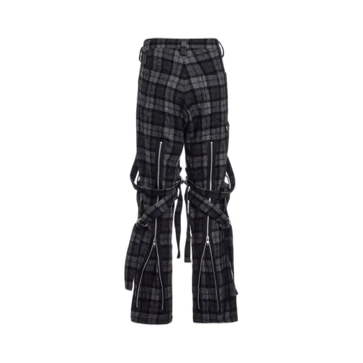 Plaid Flannel Strap Detail Pants