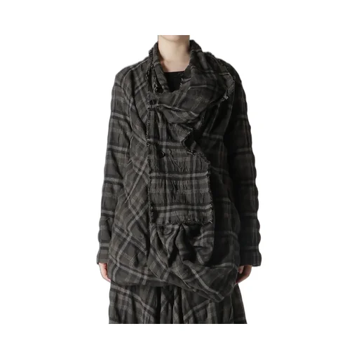 Ink Dyeing Plaid Box Jacket A