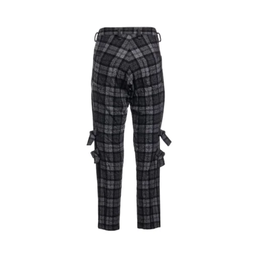 Plaid Flannel Belt Detail Pants