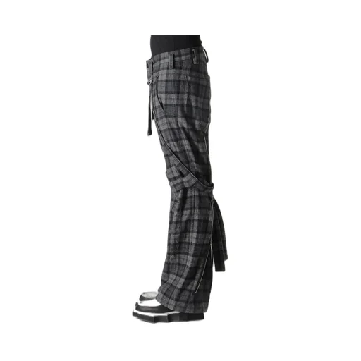 Plaid Flannel Strap Detail Pants