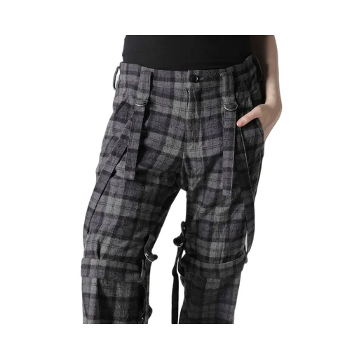 Plaid Flannel Strap Detail Pants