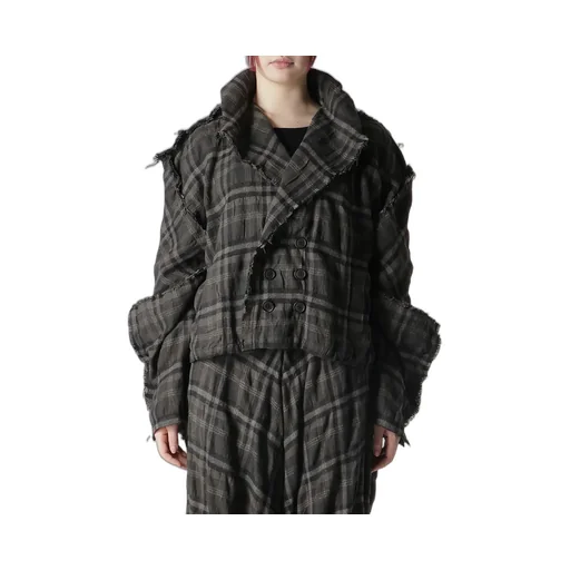 Ink Dyeing Plaid Box Jacket B
