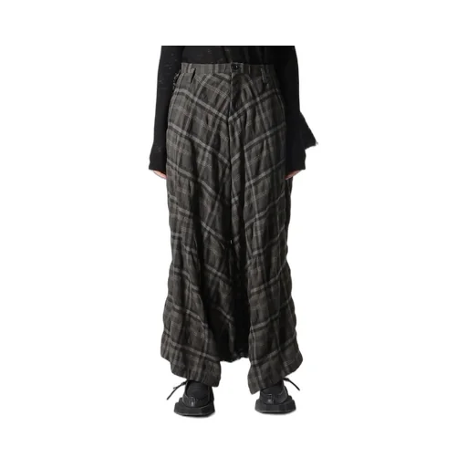 Ink Dyeing Plaid Box Pants A