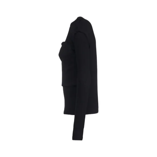 Wool Shrink Single Jersey Bustier Detail Long T-Shirt
