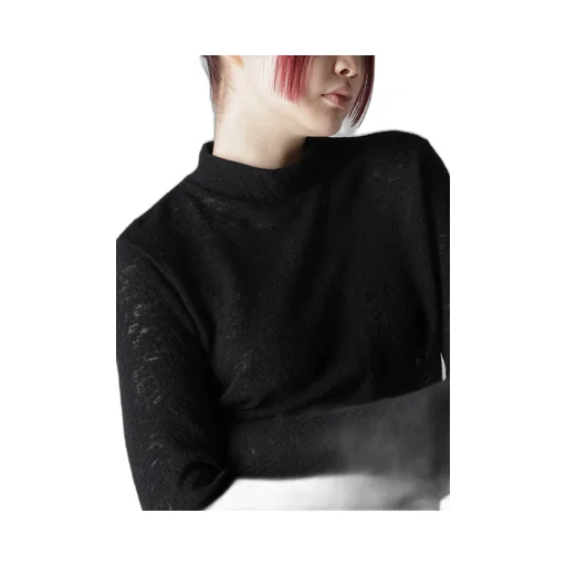 Wool Gauze Single High Neck Pullover