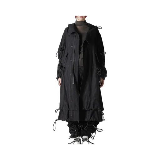 Loose Elastic Coat With Stripes