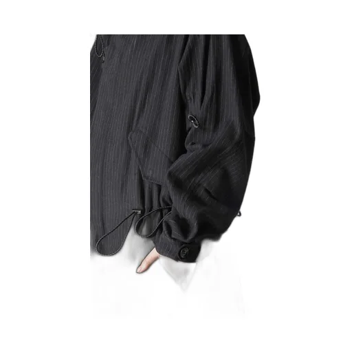 Loose Elastic Coat With Stripes