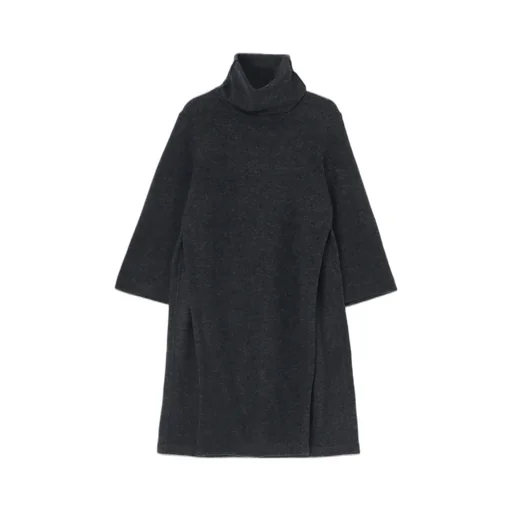 Soft Wool Pile Pullover Dress With Turtleneck