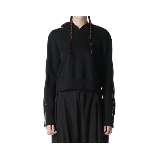 Short Fleece Lining Zip Sleeve Hoodie