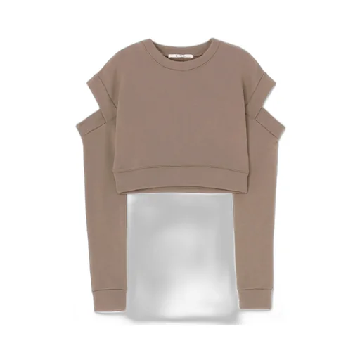 Tight Fleece Lining Short Pullover With Design Sleeve