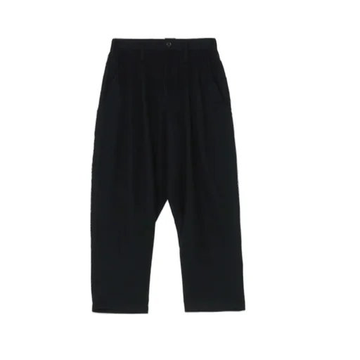 Pleated Serge Pants With Fringe Details