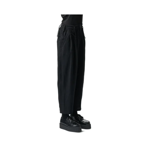 Pleated Serge Pants With Fringe Details