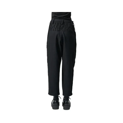 Pleated Serge Pants With Fringe Details