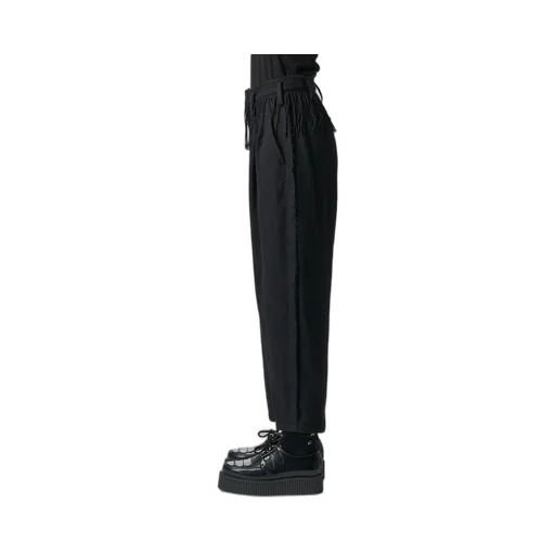 Pleated Serge Pants With Fringe Details