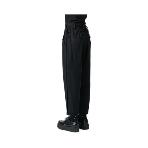Pleated Serge Pants With Fringe Details